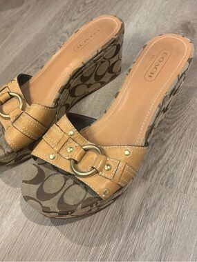 Authentic vintage Y2K mcbling Coach wedge sandals